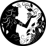 Doodle silhouette of woman and grapes