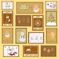 Postal stamps with Christmas illustration N2