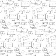 kawaii gadgets seamless pattern