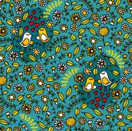 Seamless pattern with romantic birds