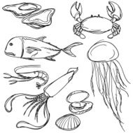 Seafood collection in Black and White N3