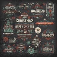 Hand Drawn Blackboard Christmas Labels &amp; Badges N15