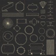 Vintage hand drawn design elements set 4 on dark N2