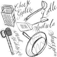 kitchen tools calligraphy