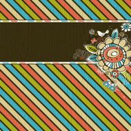 hand draw flowers on striped grunge wooden background