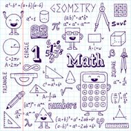 Mathematics Hand drawn Vector illustration School notebook