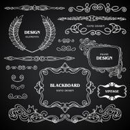 Vintage style chalkboard design elements set N2