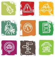 Petrol gasoline and car related block icon set