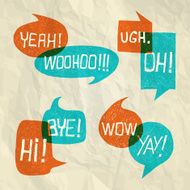 Hand drawn speech bubble set with short phrases N4