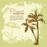 Travel hand drawn vintage tropical design N3