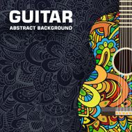 Hand drawn art musical classic guitar abstract background ornament concept