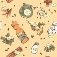 Seamless pattern of spices and herbs