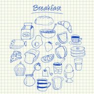 Breakfast doodles - squared paper N2