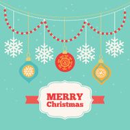 Christmas card with garlands and balls