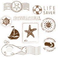 Sea elements - Vector rubber stamp collection N2