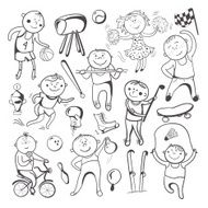 Black-white sketch sport players N2