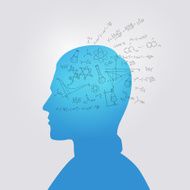 Man&#039;s head with education doodle
