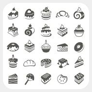 Cakes and dessert icons set