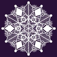 Ornamental winter hand-drawn lace snowflake N2