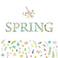 Spring word with floral elements