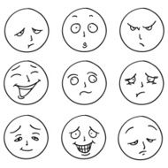 Emotion icons in black and white