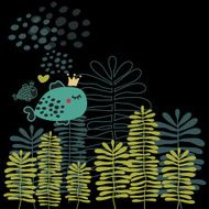 Summer background with fish and heart