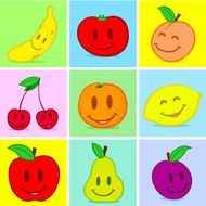 Fruits doodle face smile