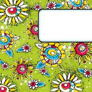 green grunge background with color flowers