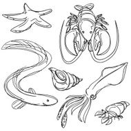 Sea Animal collection in Black and White