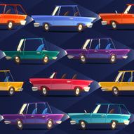 Cars Seamless pattern Vector retro styled illustration N2