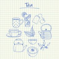 Tea doodles - squared paper