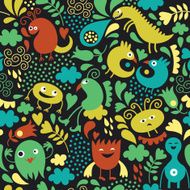 Seamless pattern with cute monsters N4