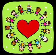 peace Love and happy kids cartoon N2