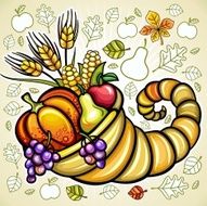 Thanksgiving theme Harvest cornucopia