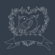 Hand drawn sweet wedding card on blackboard