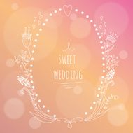 Hand drawn wedding invitation on colorful background N2
