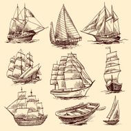 Ships and boats sketch set N2