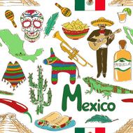 Sketch Mexico seamless pattern