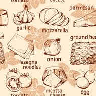 Food background lasagna ingredients