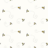 Seamless pattern with doodle bees N2