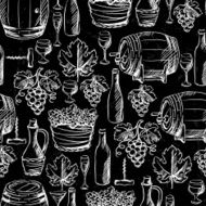 Wine seamless pattern drawn by chalk