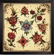 Tattoo style flowers