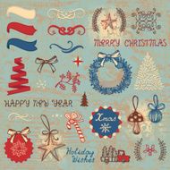 Vintage style hand-drawn New Year illustration N7
