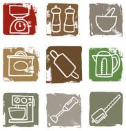 Things in the kitchen icon block set