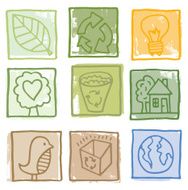 Energy environment and recycling retro print icon set