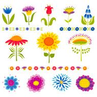 Set of Decorative Floral Elements N4