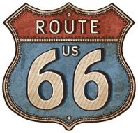 cartoon U S Route shield- route 66 road sign