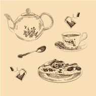 Tea Set sketches collection for your design N2