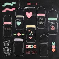 Chalkboard Wedding Mason Jar- Illustration