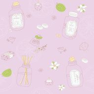Sweet seamless pattern with sketchy spa stuff N2